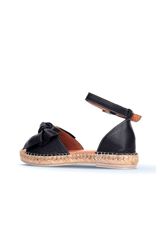 Bueno Shoes Siyah Deri Kadın Espadril Sandalet 01wn3008 - Görsel 5