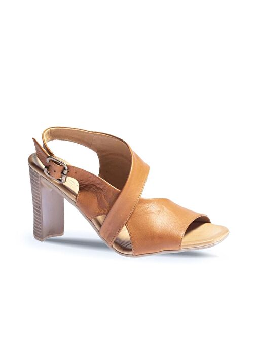 Bueno Shoes Taba Deri Kadın Topuklu Sandalet 01wn4115 - Görsel 3
