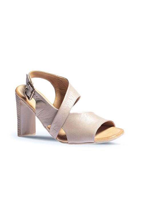 Bueno Shoes Gri Deri Kadın Topuklu Sandalet 01wn4115 - Görsel 3
