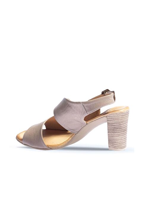 Bueno Shoes Gri Deri Kadın Topuklu Sandalet 01wn4115 - Görsel 5