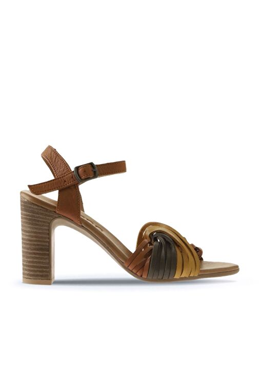 Bueno Shoes Sarı Multi Deri Kadın Topuklu Sandalet 01wn4302 - Görsel 3