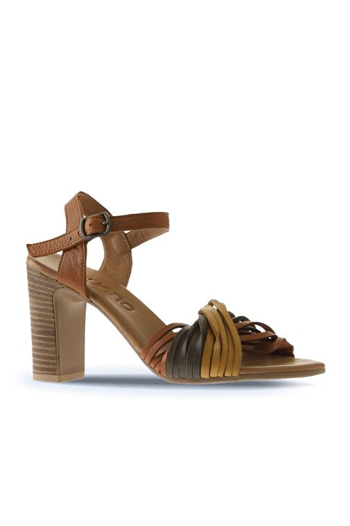 Bueno Shoes Sarı Multi Deri Kadın Topuklu Sandalet 01wn4302 - Görsel 4