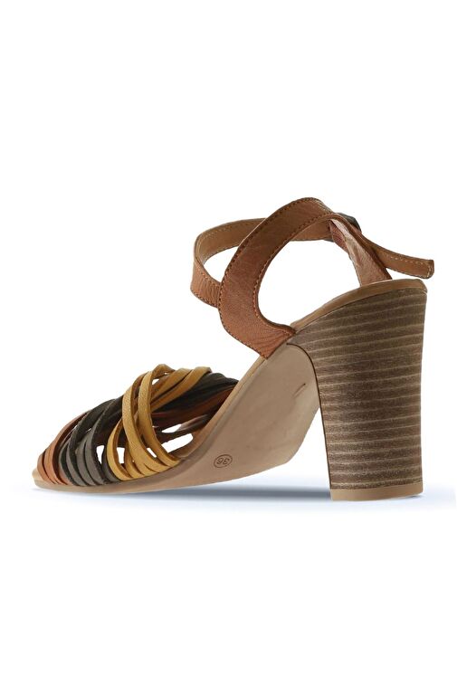 Bueno Shoes Sarı Multi Deri Kadın Topuklu Sandalet 01wn4302 - Görsel 6