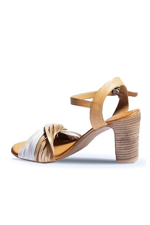 Bueno Shoes Altın Deri Kadın Topuklu Sandalet 01wn4302 - Görsel 5