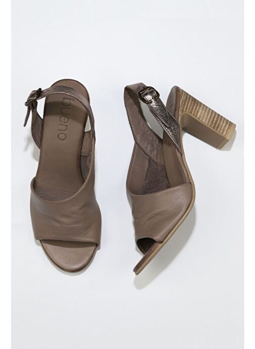 Bueno Shoes Gri Deri Kadın Topuklu Sandalet 01wn4304 - Görsel 2