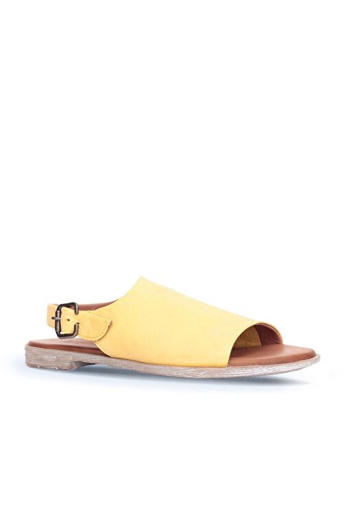 Bueno Shoes Sarı Deri Kadın Sandalet 01wn5000 - Görsel 4