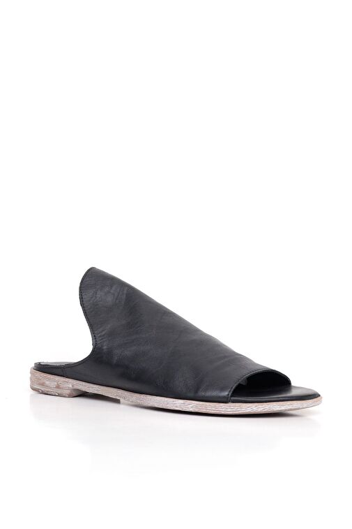 Bueno Shoes Siyah Deri Kadın Düz Terlik 01wn5019 - Görsel 5