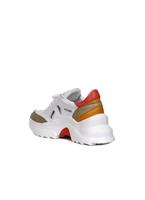 Bueno Shoes Haki Deri Kadın Dolgu Topuklu Spor Ayakkabı 01wq10100 - Görsel 5