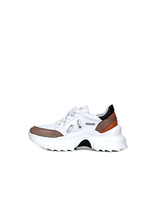 Bueno Shoes Vizon Deri Kadın Dolgu Topuklu Spor Ayakkabı 01wq10100 - Görsel 6