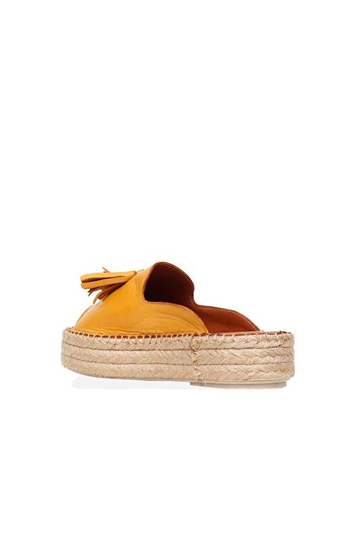 Bueno Shoes Sarı Deri Kadın Dolgu Topuklu Espadril Terlik 01wq3511 - Görsel 5