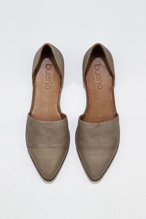 Bueno Shoes Gri Deri Kadın Düz Babet 01wn0101 - Görsel 2