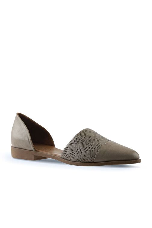 Bueno Shoes Gri Deri Kadın Düz Babet 01wn0101 - Görsel 4