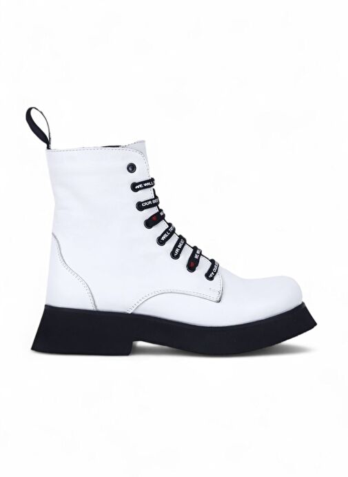 Bueno Shoes Beyaz Deri Kadın Düz Bot 01wr8802 - Görsel 2