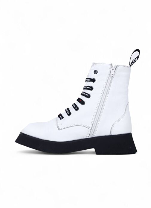 Bueno Shoes Beyaz Deri Kadın Düz Bot 01wr8802 - Görsel 4