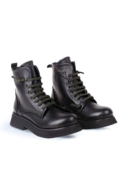 Bueno Shoes Siyah Deri Kadın Dolgu Topuklu Bot 01wr8803 - Görsel 4