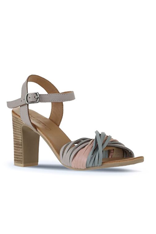 Bueno Shoes Mavi Deri Kadın Topuklu Sandalet 01wn4302 - Görsel 4