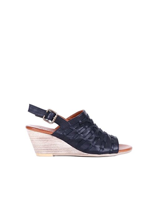 Bueno Shoes Siyah Khv-bej Deri Kadın Dolgu Topuklu Sandalet 01wq7907 - Görsel 2