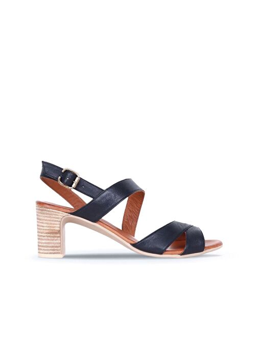 Bueno Shoes Siyah Khv-bej Deri Kadın Topuklu Sandalet 01wq8503 - Görsel 2