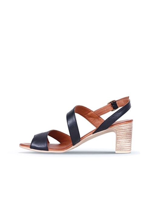 Bueno Shoes Siyah Khv-bej Deri Kadın Topuklu Sandalet 01wq8503 - Görsel 4