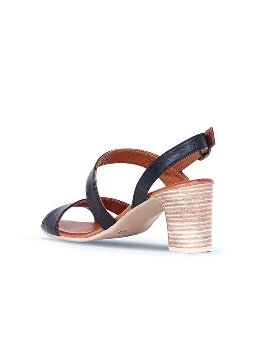 Bueno Shoes Siyah Khv-bej Deri Kadın Topuklu Sandalet 01wq8503 - Görsel 5