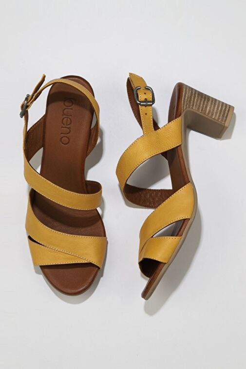 Bueno Shoes Sarı Deri Kadın Topuklu Sandalet 01wq8503 - Görsel 2