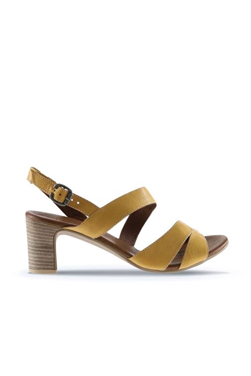 Bueno Shoes Sarı Deri Kadın Topuklu Sandalet 01wq8503 - Görsel 3