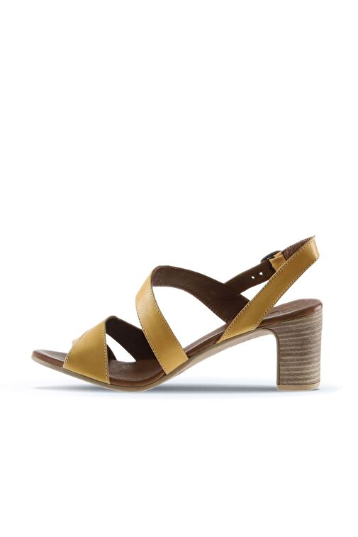 Bueno Shoes Sarı Deri Kadın Topuklu Sandalet 01wq8503 - Görsel 5