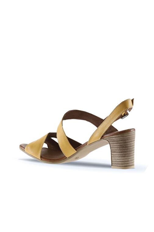 Bueno Shoes Sarı Deri Kadın Topuklu Sandalet 01wq8503 - Görsel 6