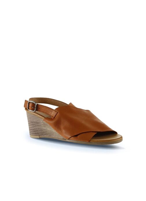 Bueno Shoes Taba Deri Kadın Dolgu Topuklu Sandalet 01wq8603 - Görsel 3