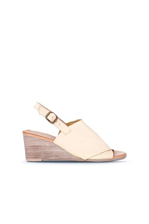 Bueno Shoes Sarı Deri Kadın Dolgu Topuklu Sandalet 01wq8603 - Görsel 2