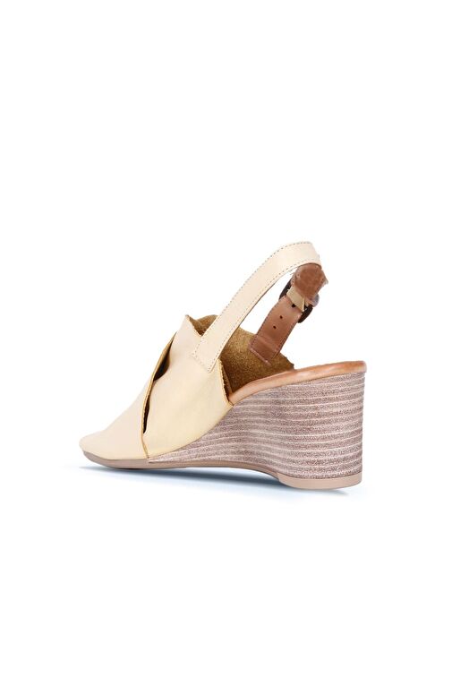 Bueno Shoes Sarı Deri Kadın Dolgu Topuklu Sandalet 01wq8603 - Görsel 5