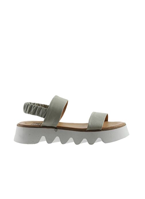 Bueno Shoes Haki Deri Kadın Dolgu Topuklu Sandalet 01ws8001 - Görsel 3