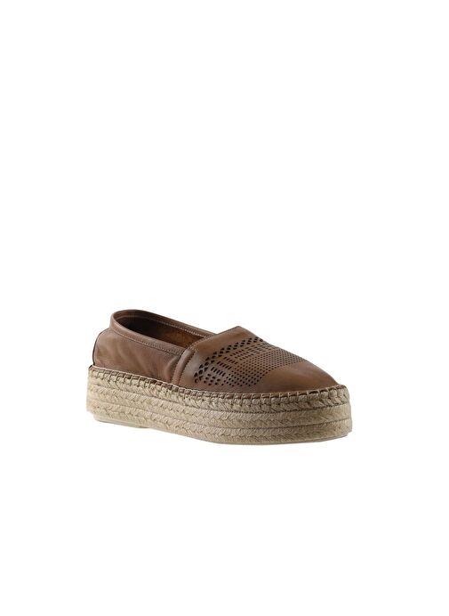 Bueno Shoes Kahverengi Deri Kadın Dolgu Topuklu Espadril Ayakkabı 01wq3510 - Görsel 4
