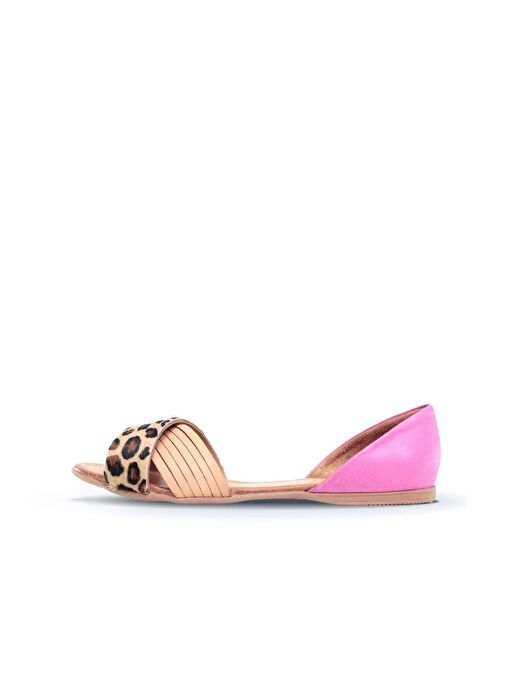 Bueno Shoes Bej Fuşya Deri Kadın Babet 01wj2122 - Görsel 4