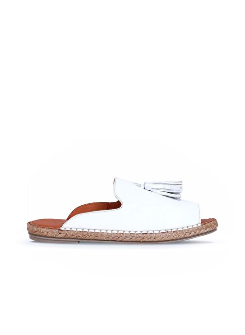 Bueno Shoes Beyaz Deri Kadın Espadril Terlik 01wj0311 - Görsel 2