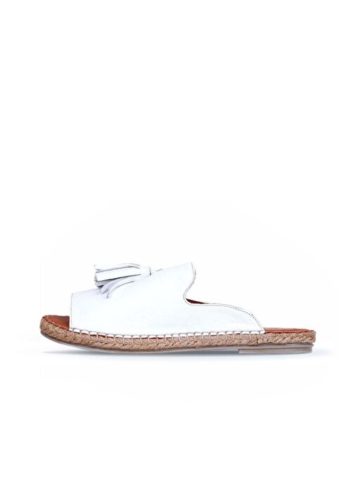 Bueno Shoes Beyaz Deri Kadın Espadril Terlik 01wj0311 - Görsel 4