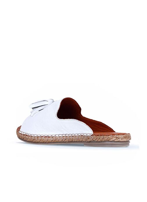 Bueno Shoes Beyaz Deri Kadın Espadril Terlik 01wj0311 - Görsel 5