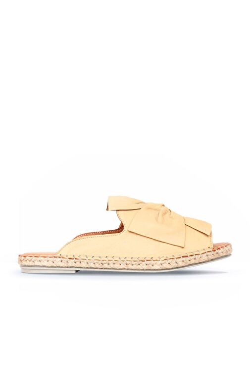 Bueno Shoes Bej Deri Kadın Espadril Terlik 01wn1632 - Görsel 2