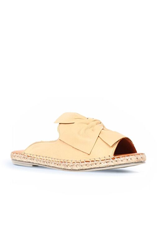 Bueno Shoes Bej Deri Kadın Espadril Terlik 01wn1632 - Görsel 3
