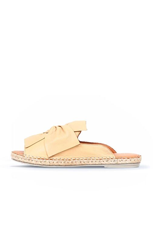 Bueno Shoes Bej Deri Kadın Espadril Terlik 01wn1632 - Görsel 4