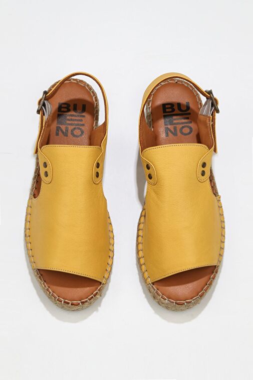 Bueno Shoes Sarı Deri Kadın Espadril Sandalet 01wq1125 - Görsel 2