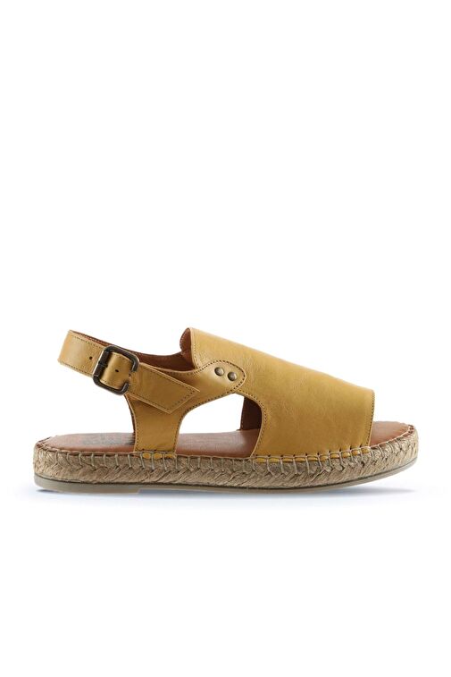 Bueno Shoes Sarı Deri Kadın Espadril Sandalet 01wq1125 - Görsel 3
