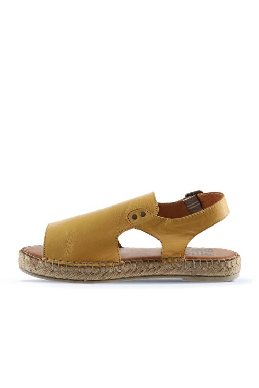 Bueno Shoes Sarı Deri Kadın Espadril Sandalet 01wq1125 - Görsel 5