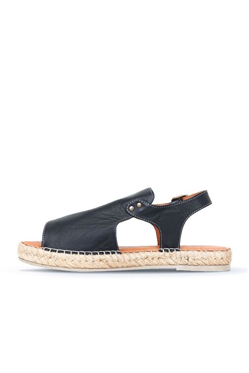 Bueno Shoes Siyah Deri Kadın Espadril Sandalet 01wq1125 - Görsel 4