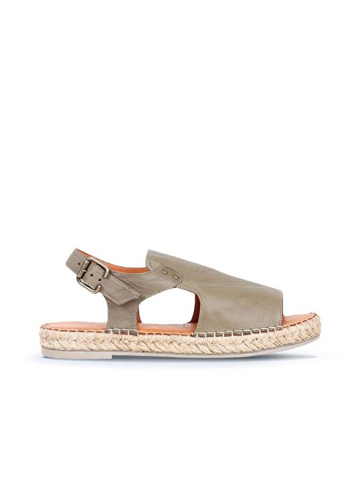 Bueno Shoes Yeşil Deri Kadın Espadril Sandalet 01wq1125 - Görsel 2
