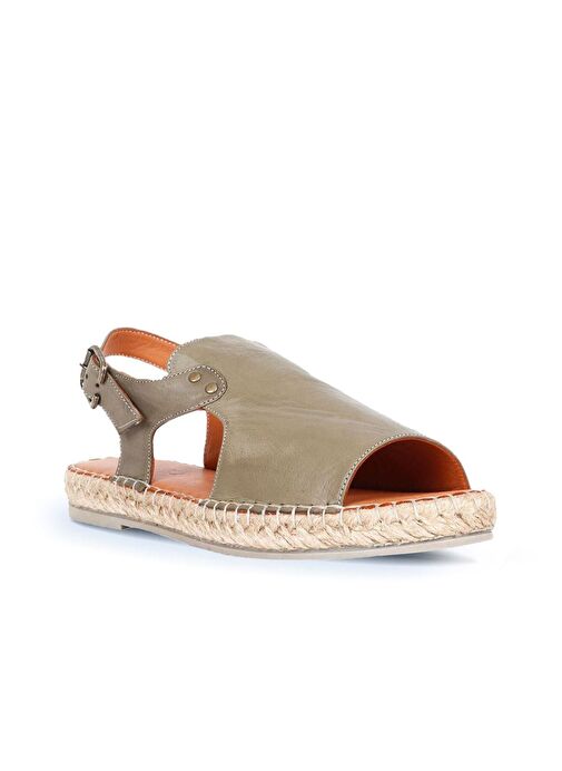Bueno Shoes Yeşil Deri Kadın Espadril Sandalet 01wq1125 - Görsel 3