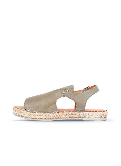 Bueno Shoes Yeşil Deri Kadın Espadril Sandalet 01wq1125 - Görsel 4