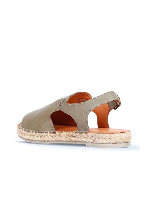 Bueno Shoes Yeşil Deri Kadın Espadril Sandalet 01wq1125 - Görsel 5