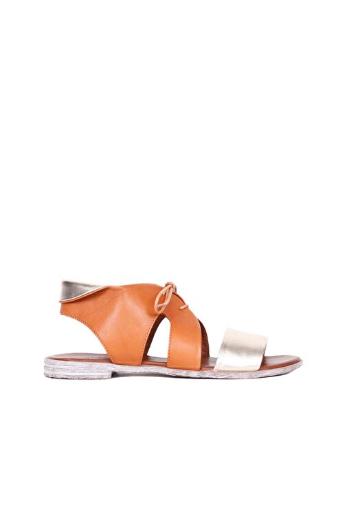 Bueno Shoes Altın Taba Deri Kadın Sandalet 01wq2000 - Görsel 5