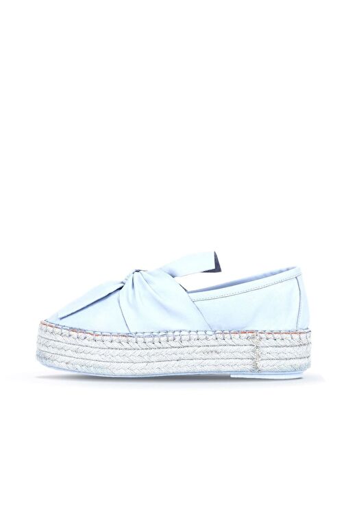 Bueno Shoes Mavi Deri Kadın Dolgu Topuklu Espadril Ayakkabı 01wq3502 - Görsel 4